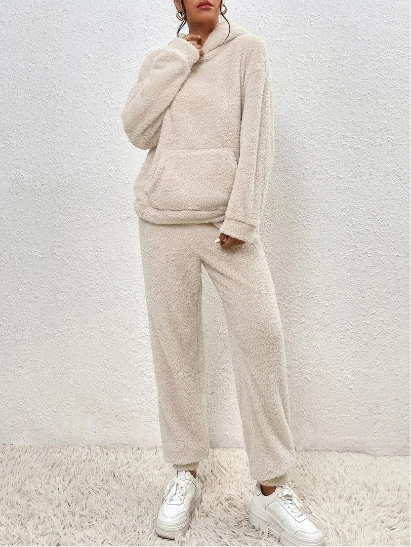 Hooded teddy fleece lounge set - product photo 6