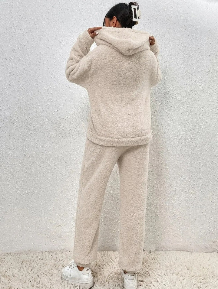 Hooded teddy fleece lounge set - product photo 7