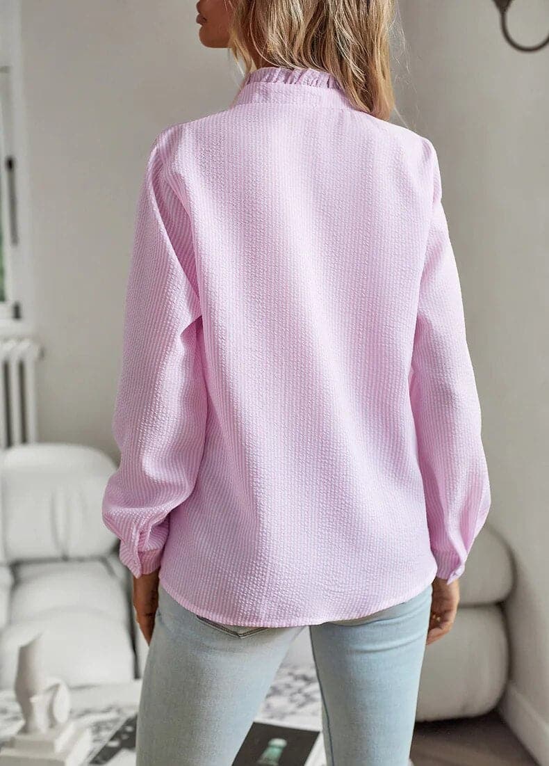 Sophie | Women’s Crinkle Texture Blouse with Ruffle Trim