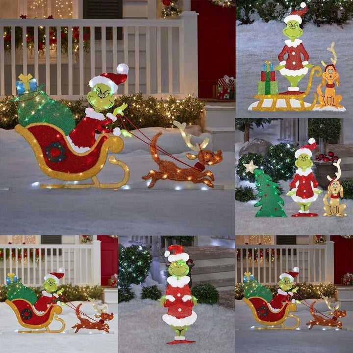 Illuminated LED garden figure lit at night - product photo 4