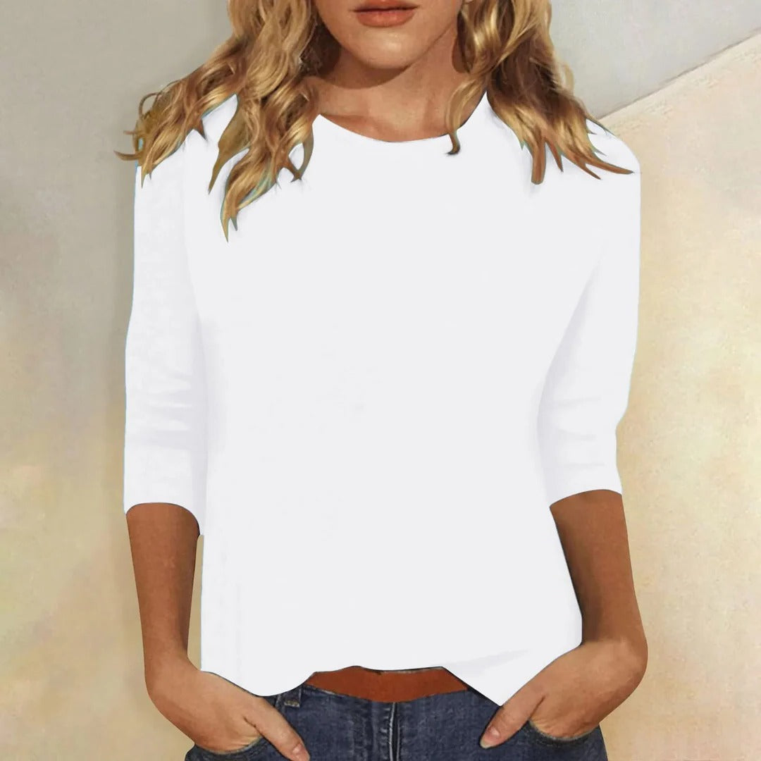 Stella | Relaxed Crew-Neck Three-Quarter Sleeve Top For Women