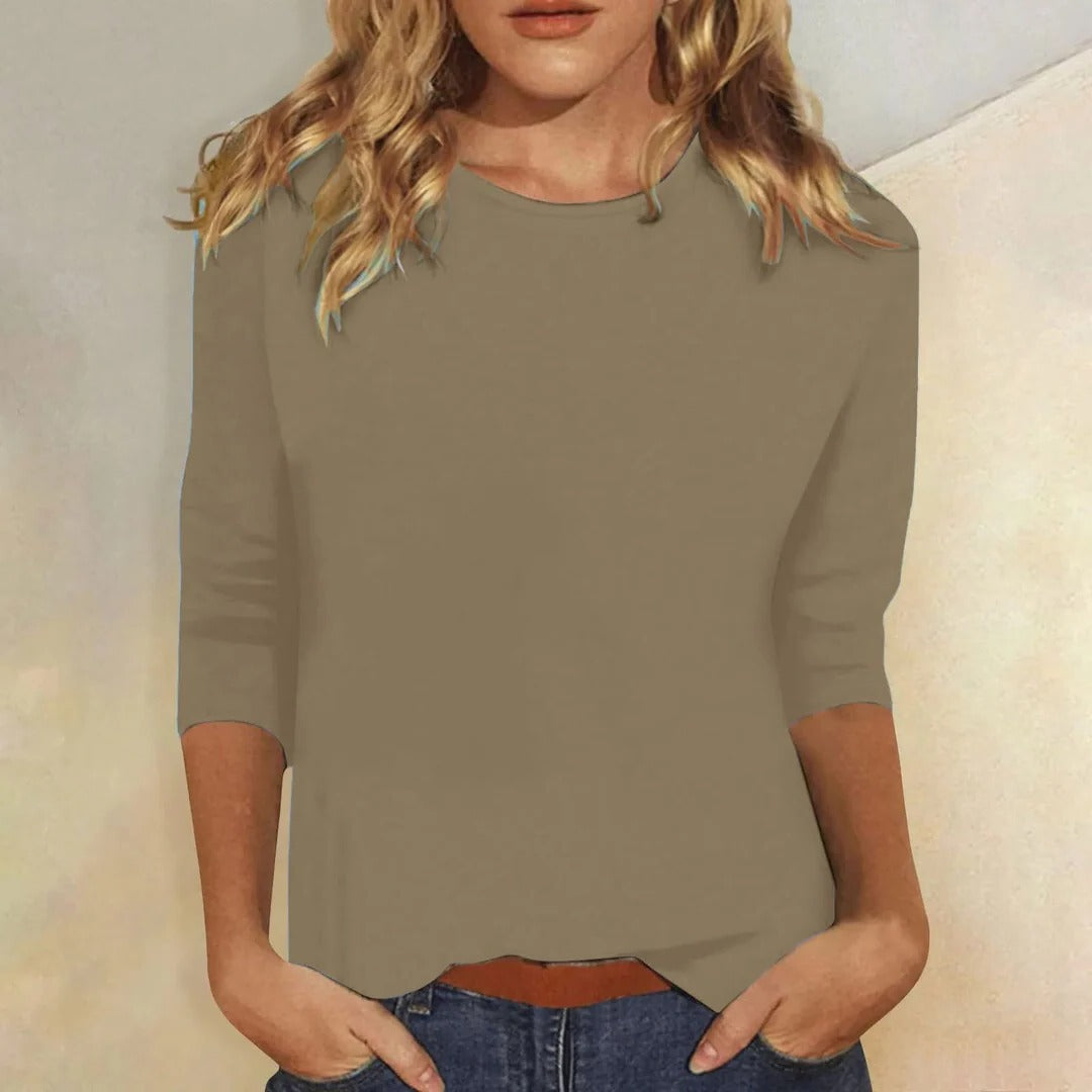 Stella | Relaxed Crew-Neck Three-Quarter Sleeve Top For Women