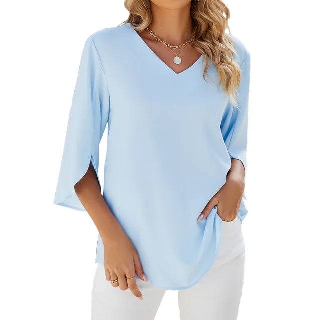Sienna | Women’s 3/4 Sleeve V-Neck Summer Blouse for Everyday Wear