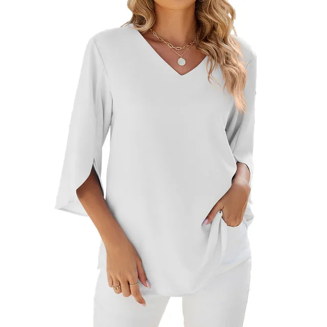 Sienna | Women’s 3/4 Sleeve V-Neck Summer Blouse for Everyday Wear