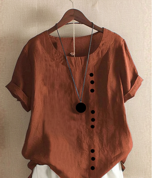 Julia | Women’s Short Sleeve Summer Blouse with Round Neck