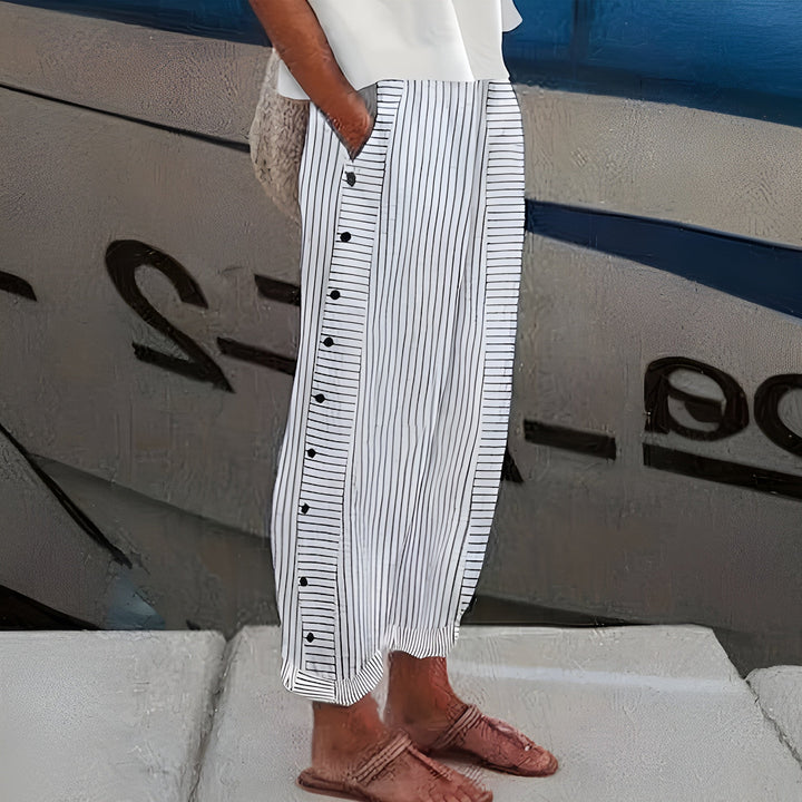 Daphne | Tailored Striped Panel Trousers For Women