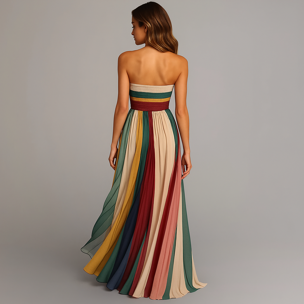 Ophelia | Elegant Pleated Strapless Maxi Dress For Women