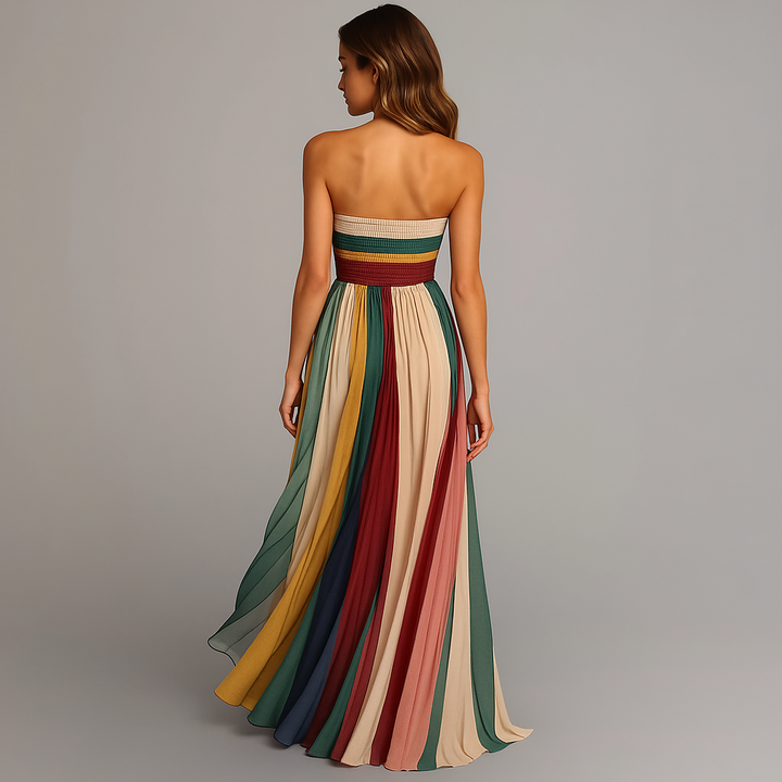 Ophelia | Elegant Pleated Strapless Maxi Dress For Women