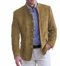 Julian | Slim-Fit Men’s Suede Blazer With Mandarin Collar