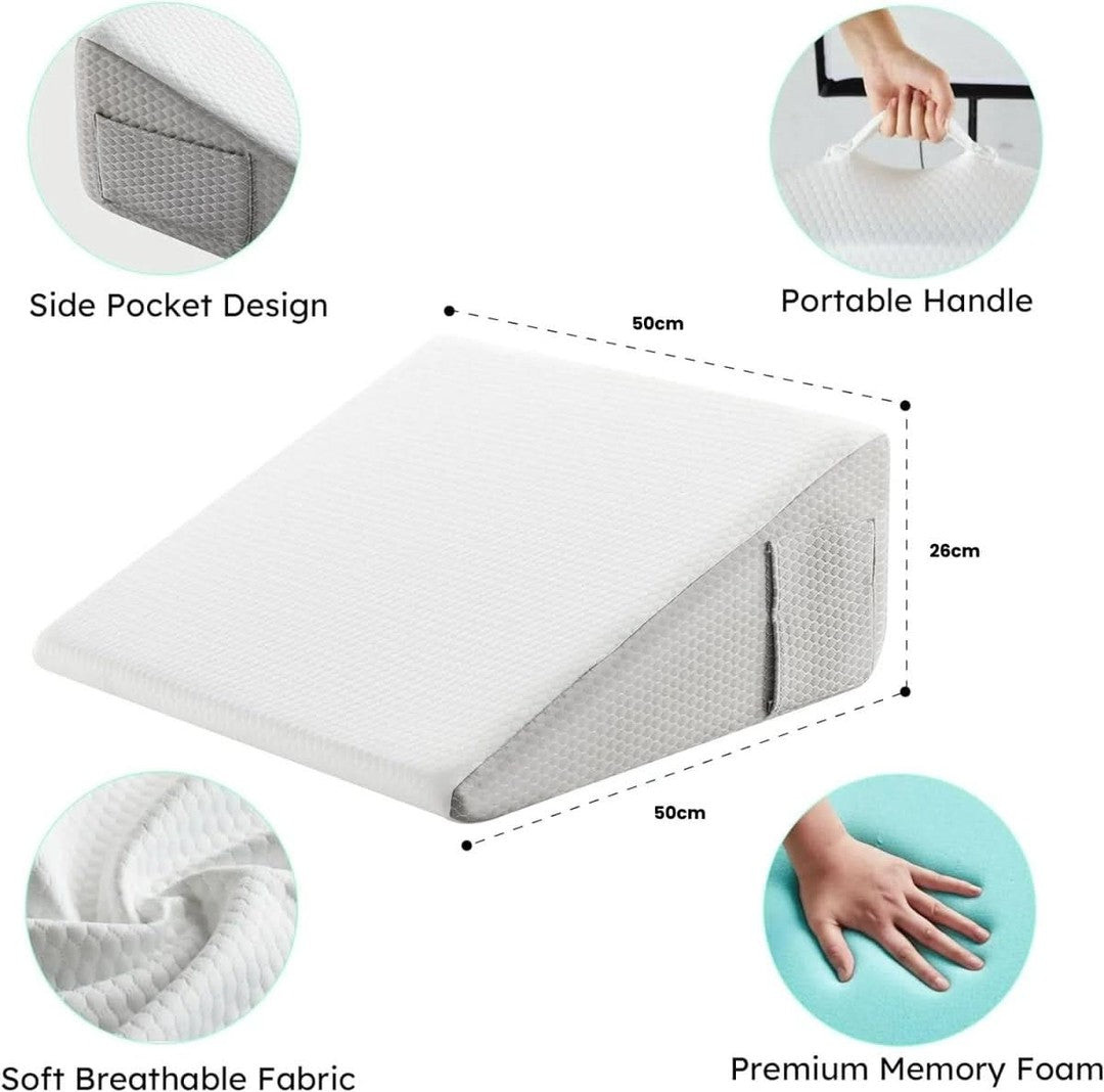 Inclined foam wedge pillow on a bed - product photo 7