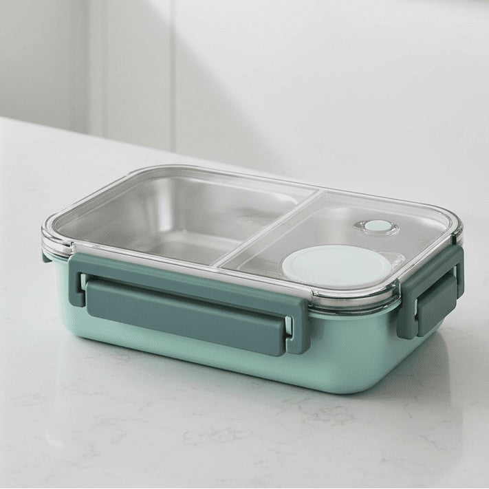Insulated two-compartment lunch container holding a warm meal - product photo 1
