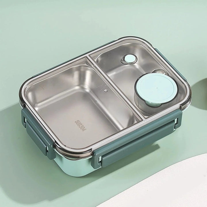 Insulated two-compartment lunch container holding a warm meal - product photo 5
