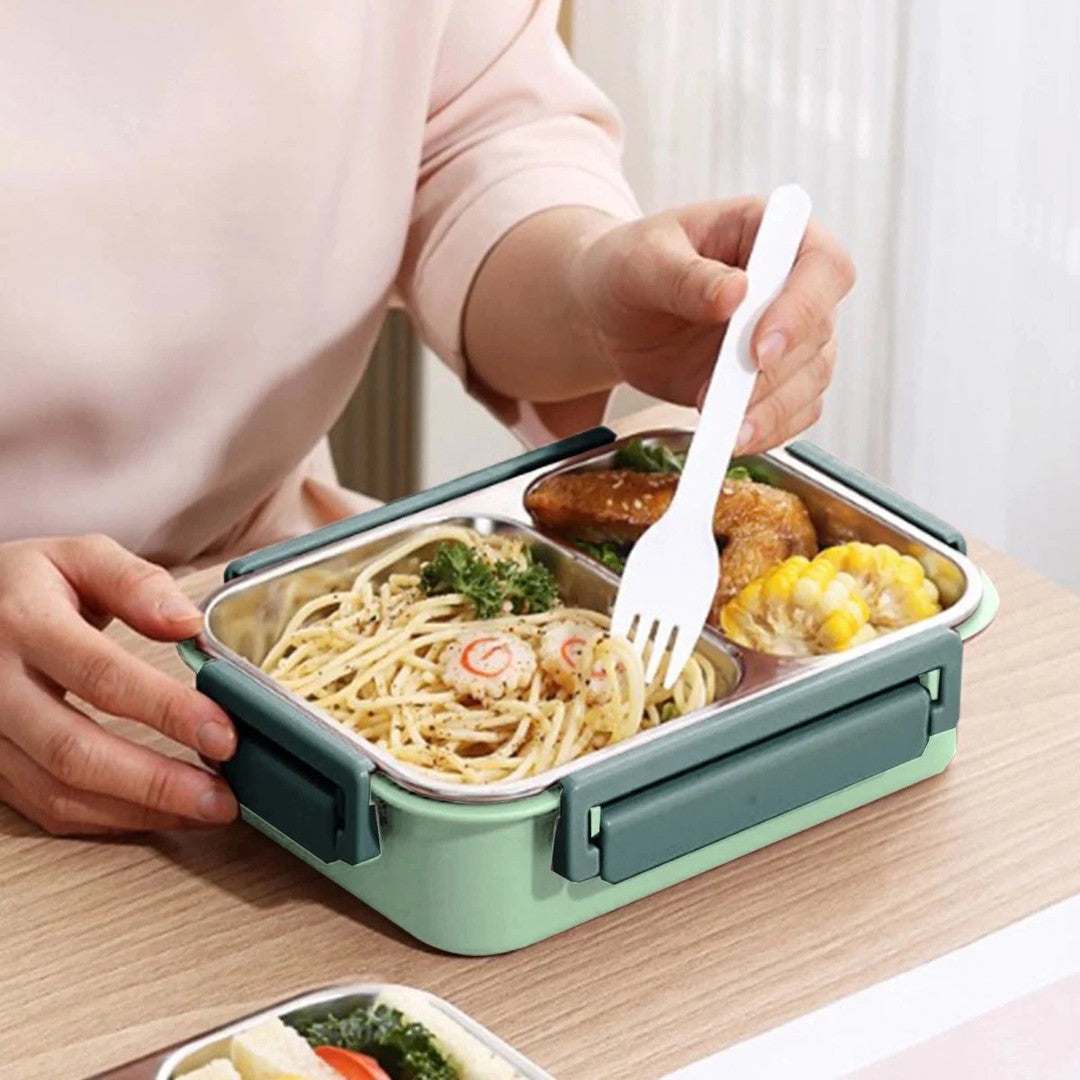 Insulated two-compartment lunch container holding a warm meal - product photo 8