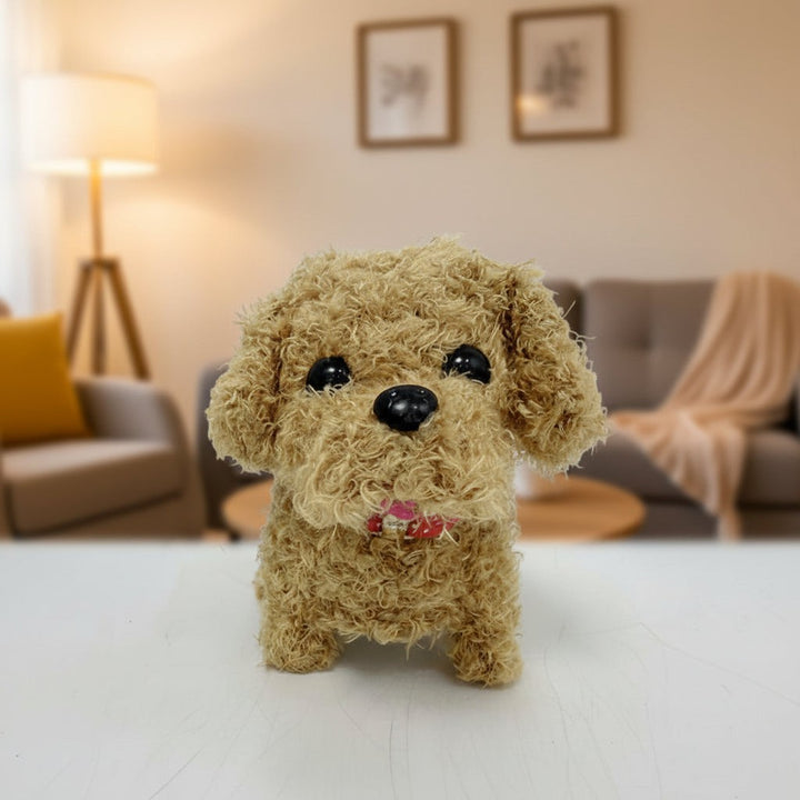 Interactive plush robot dog standing on the floor - product photo 1