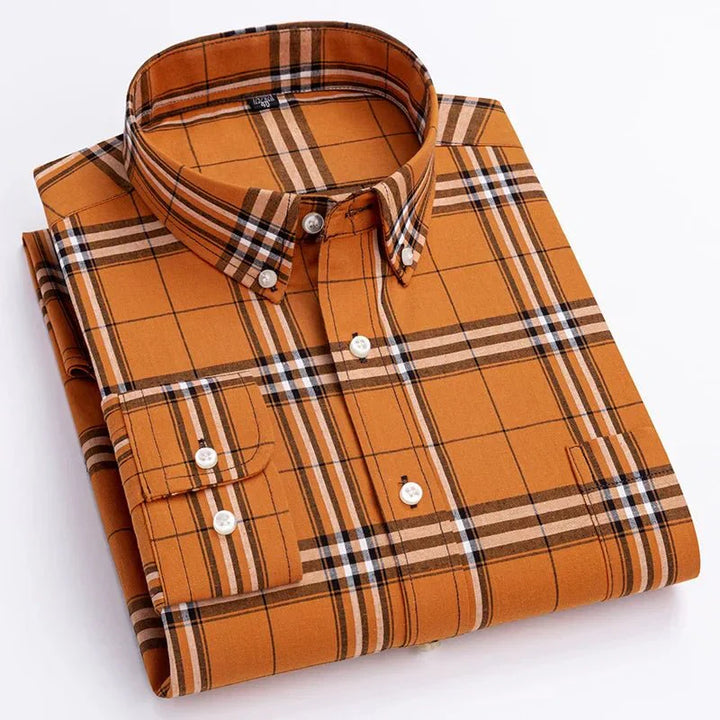 Ethan | Men’s Relaxed Long Sleeve Check Shirt With Full Button Closure