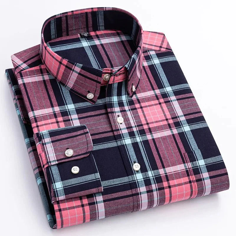 Ethan | Men’s Relaxed Long Sleeve Check Shirt With Full Button Closure