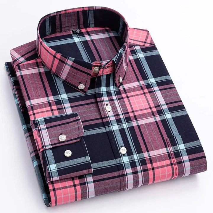 Ethan | Men’s Relaxed Long Sleeve Check Shirt With Full Button Closure