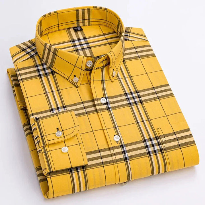 Ethan | Men’s Relaxed Long Sleeve Check Shirt With Full Button Closure