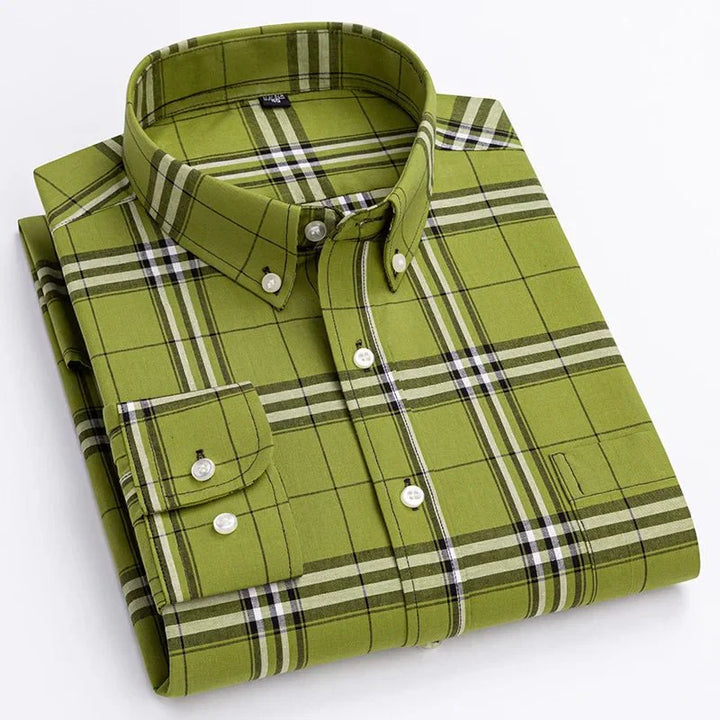 Ethan | Men’s Relaxed Long Sleeve Check Shirt With Full Button Closure