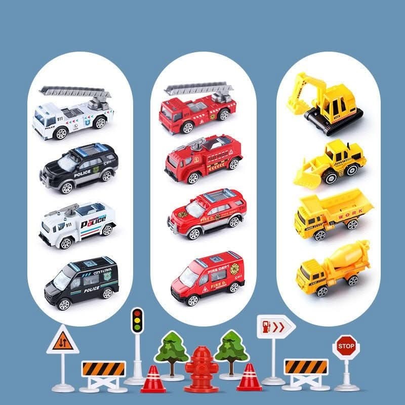 Kids toy airplane playset with ground vehicles and airport accessories - product photo 9