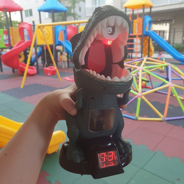 Kids foam ball blaster firing into a dinosaur catcher with a score counter - product photo 2
