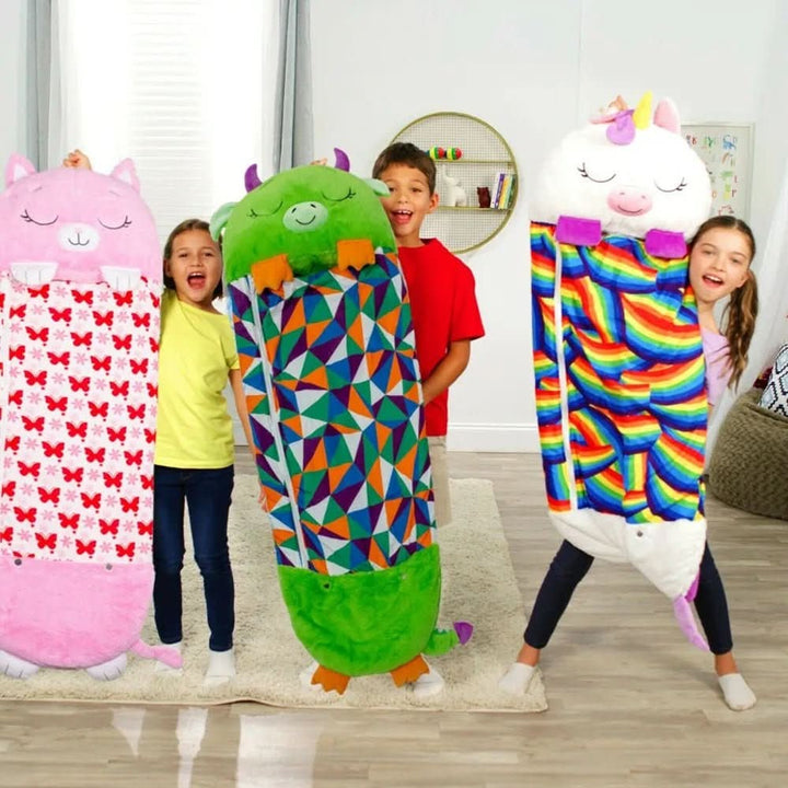 Kids sleeping bag that folds into a soft plush animal - product photo 2