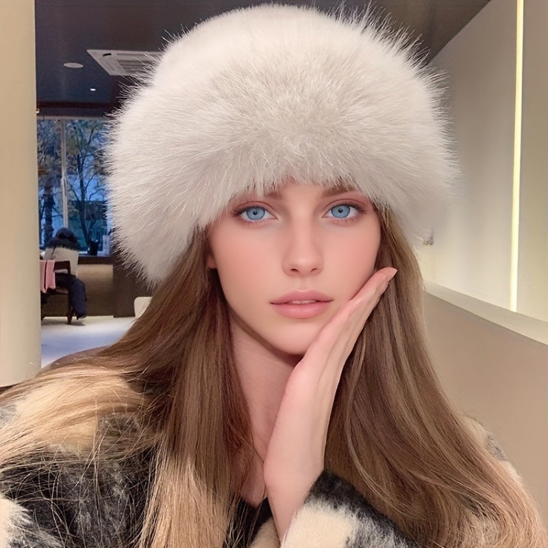 Knit beanie with a faux fur ear band - product photo 1