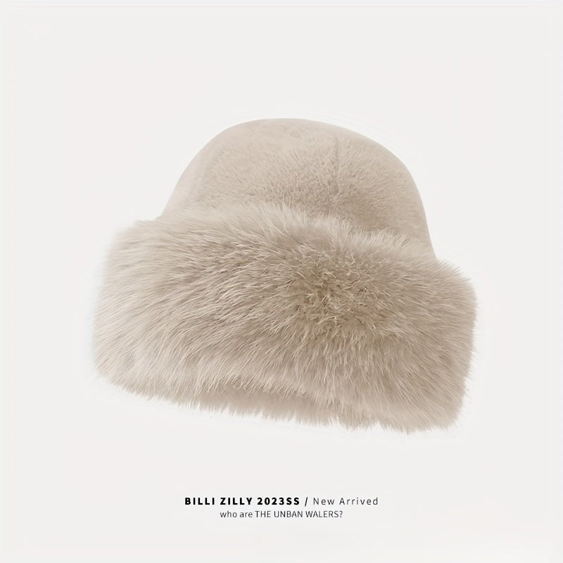 Knit beanie with a faux fur ear band - product photo 2