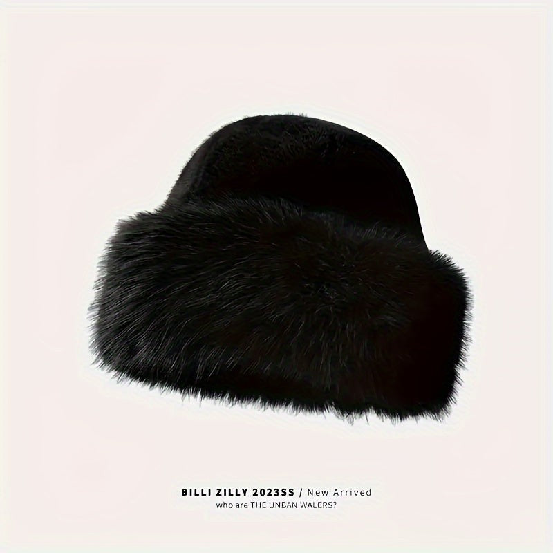 Knit beanie with a faux fur ear band - product photo 4