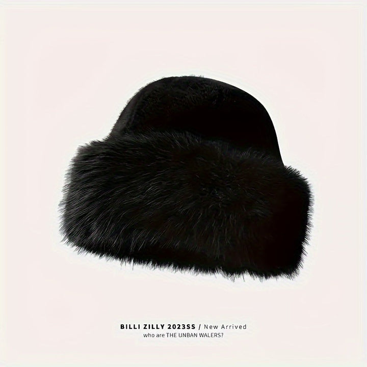 Knit beanie with a faux fur ear band - product photo 4