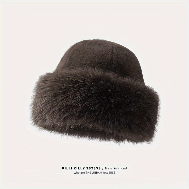 Knit beanie with a faux fur ear band - product photo 7