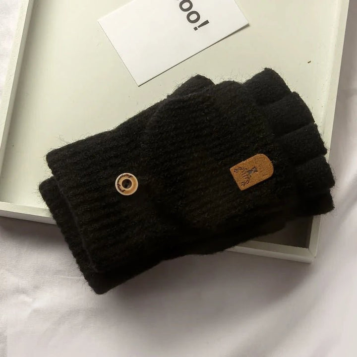 Knitted half-finger winter gloves with touchscreen tips - product photo 2