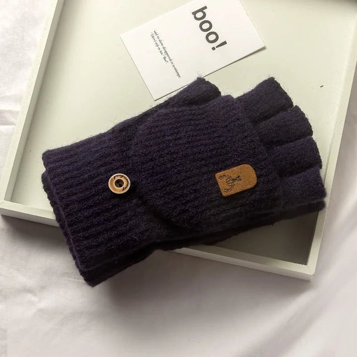Knitted half-finger winter gloves with touchscreen tips - product photo 3