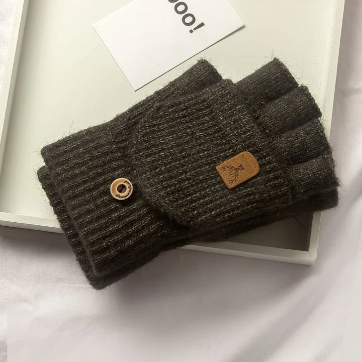 Knitted half-finger winter gloves with touchscreen tips - product photo 4