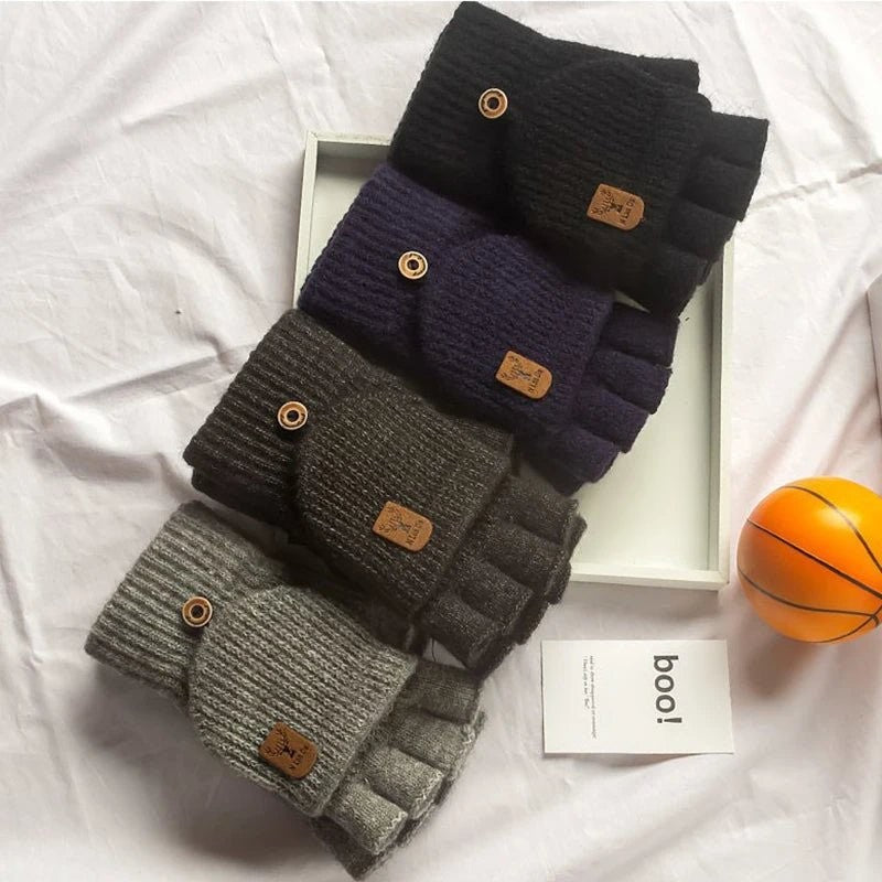 Knitted half-finger winter gloves with touchscreen tips - product photo 5
