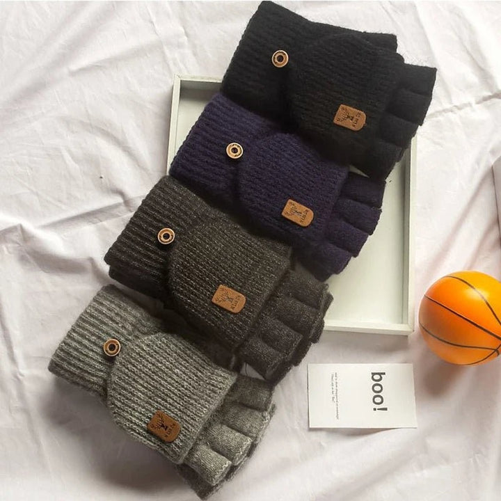 Knitted half-finger winter gloves with touchscreen tips - product photo 5