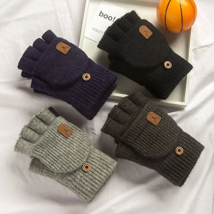 Knitted half-finger winter gloves with touchscreen tips - product photo 6