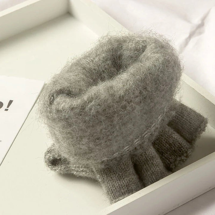 Knitted half-finger winter gloves with touchscreen tips - product photo 7