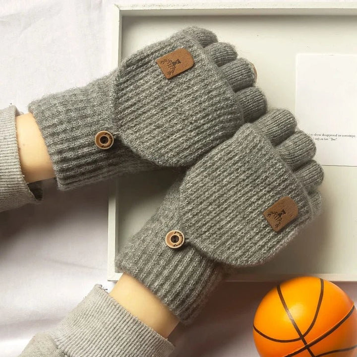 Knitted half-finger winter gloves with touchscreen tips - product photo 8