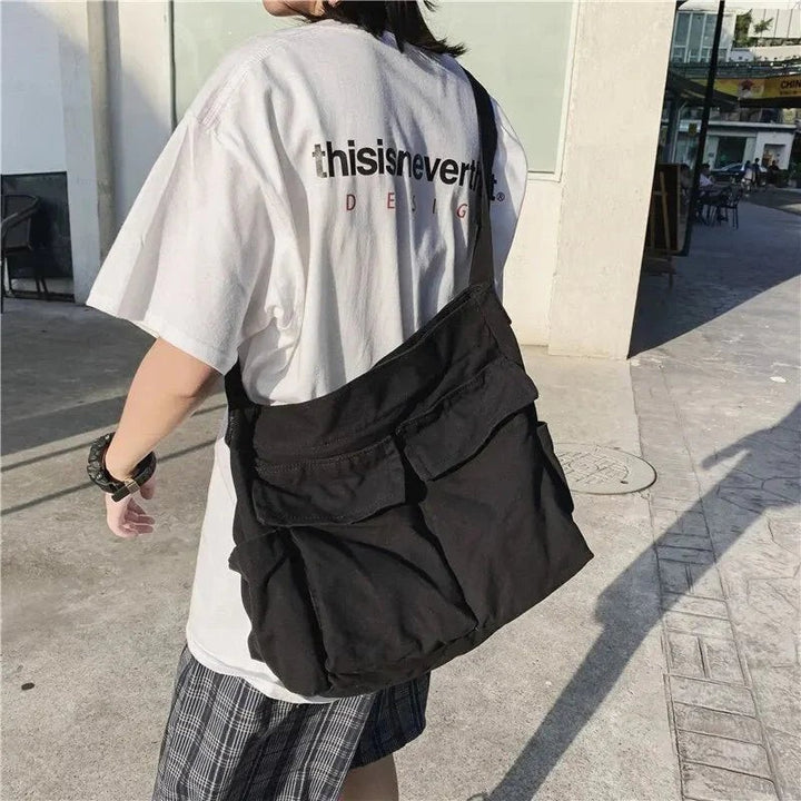 Large canvas shoulder messenger bag - product photo 4