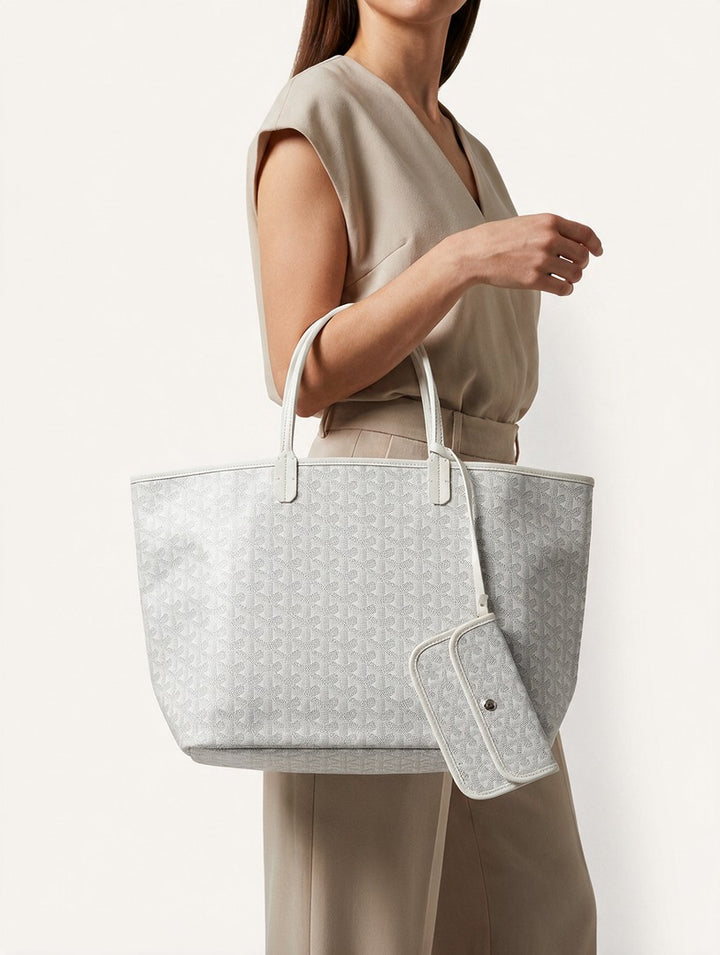 Large geometric print tote bag with a matching pouch - product photo 1