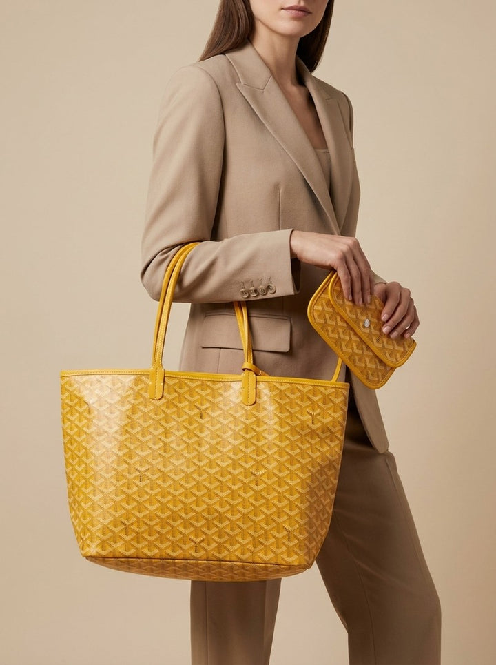 Large geometric print tote bag with a matching pouch - product photo 5