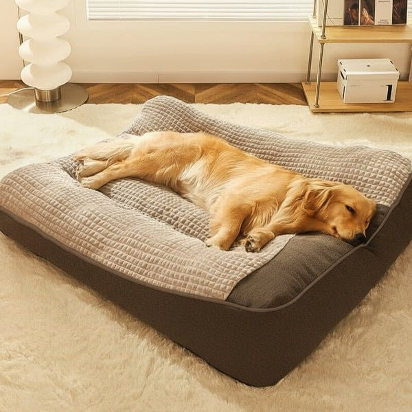 Large bolstered dog bed with a scratch-resistant washable cover - product photo 1