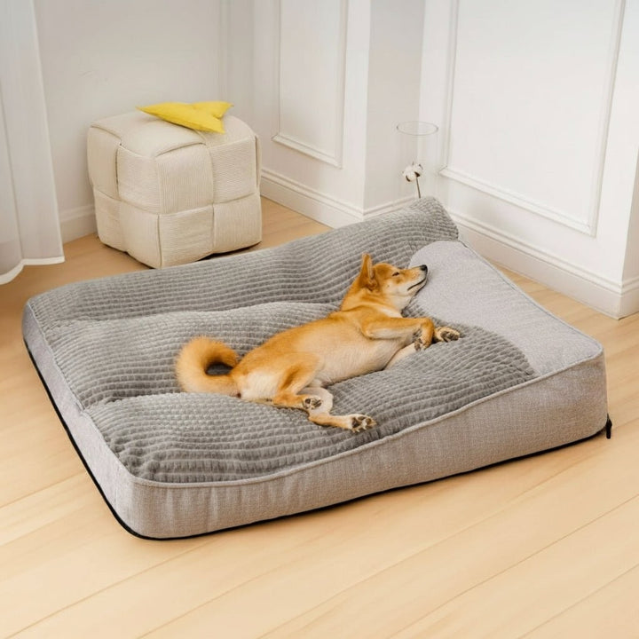 Large bolstered dog bed with a scratch-resistant washable cover - product photo 9