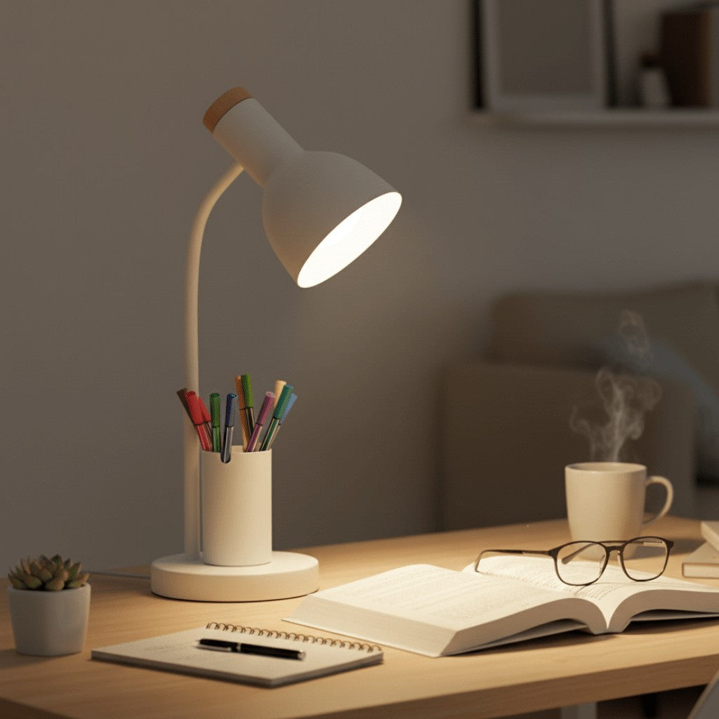 LED desk lamp with a pen holder built into the base - product photo 1