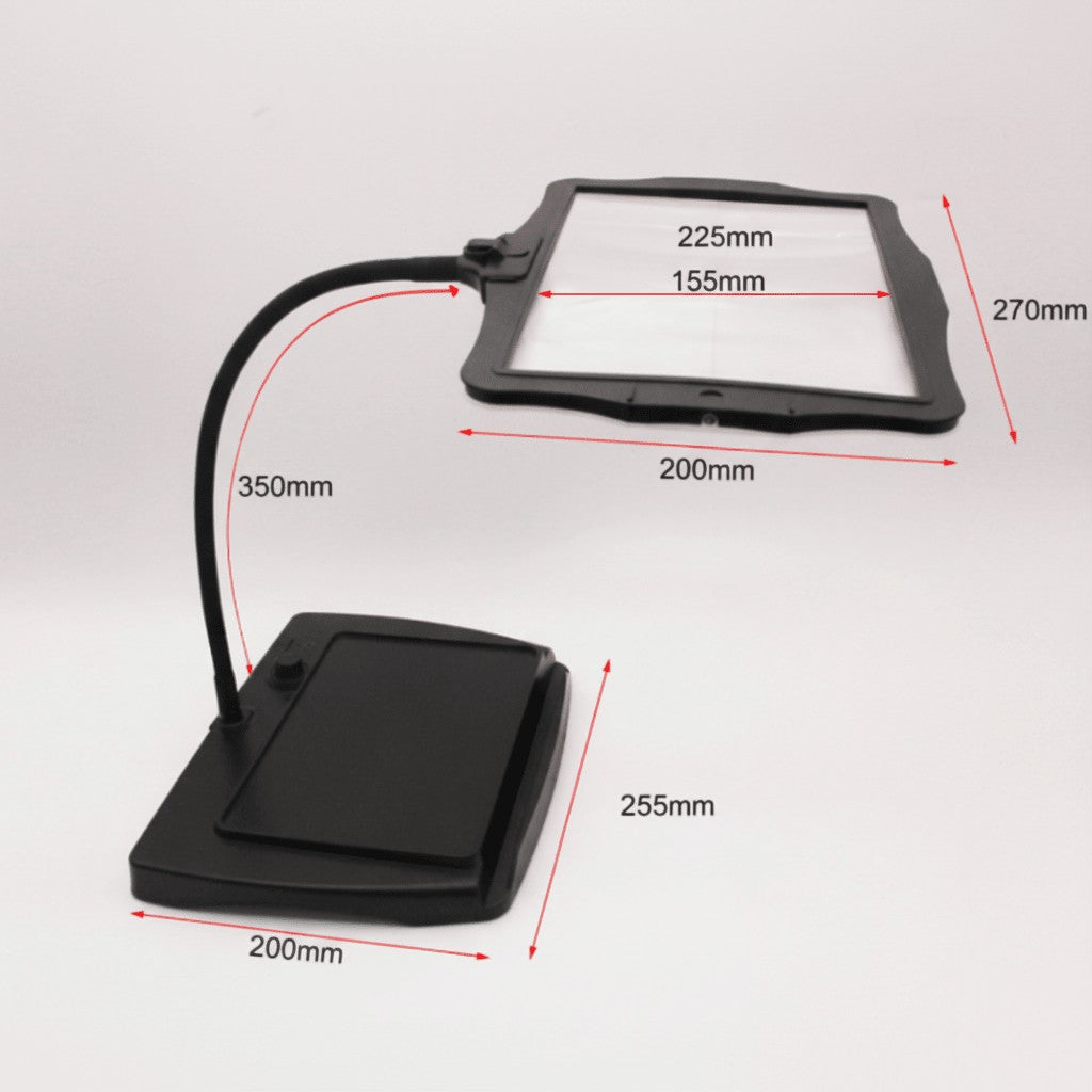 LED desk magnifying lamp with a large lens on a flexible gooseneck - product photo 2