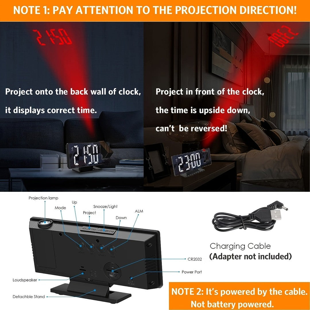 LED projection alarm clock projecting the time - product photo 10