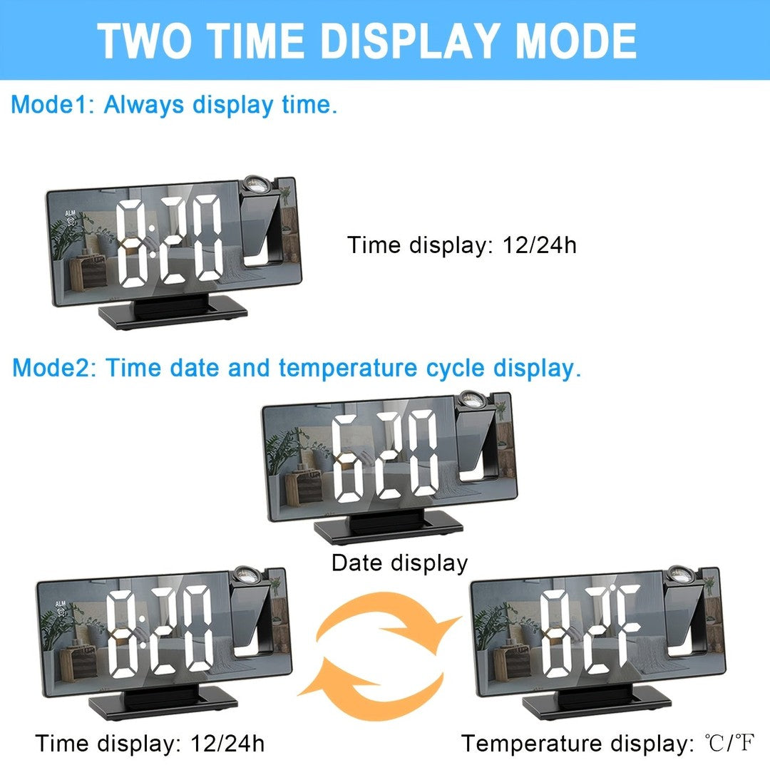 LED projection alarm clock projecting the time - product photo 3