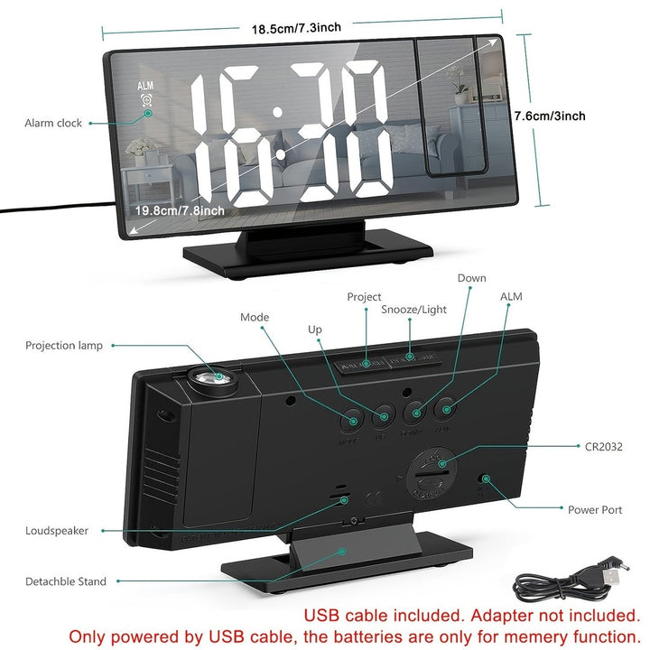 LED projection alarm clock projecting the time - product photo 4
