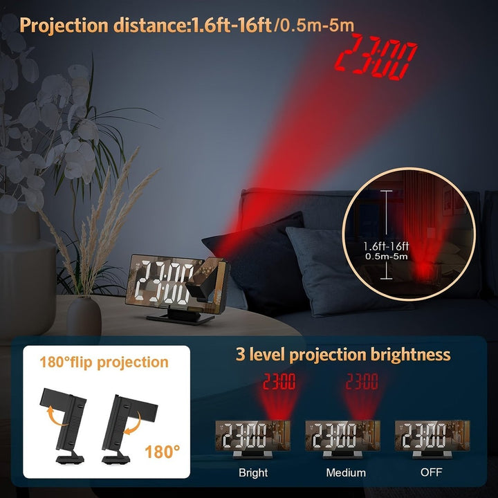 LED projection alarm clock projecting the time - product photo 6